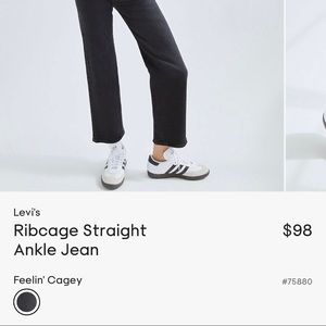 Aritzia Levi’s Ribcage Straight Ankle black jeans. Color “feeling cagey” size 29